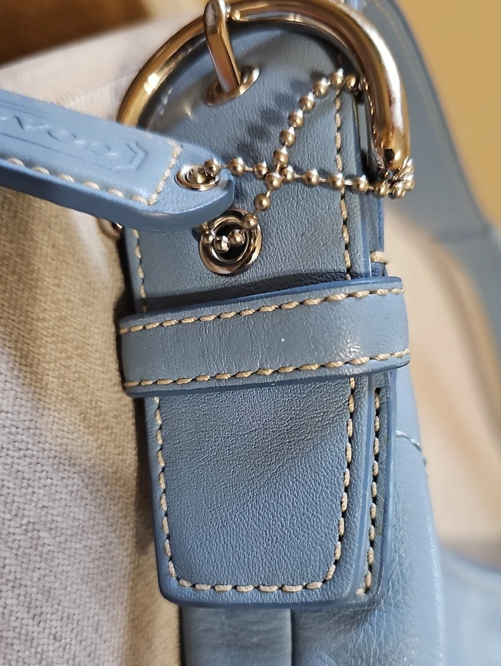 COACH Light Blue Leather Shoulder Bag - Picture 4 of 5